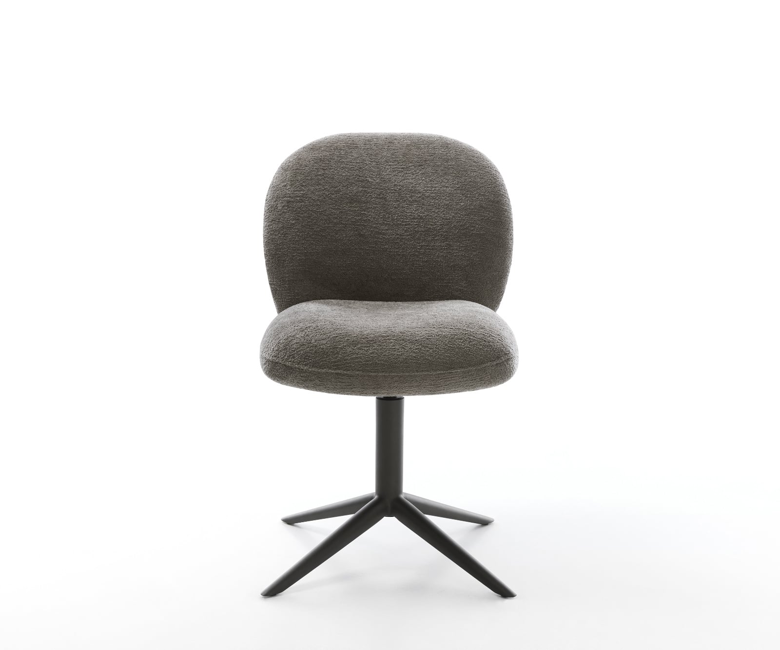 Jedálenská stolička Nube-Flex bouclé mäkký tmavobéžová čierna krížová podstava 360° otočný hojdacia funkcia vrecková pružina - Image 2