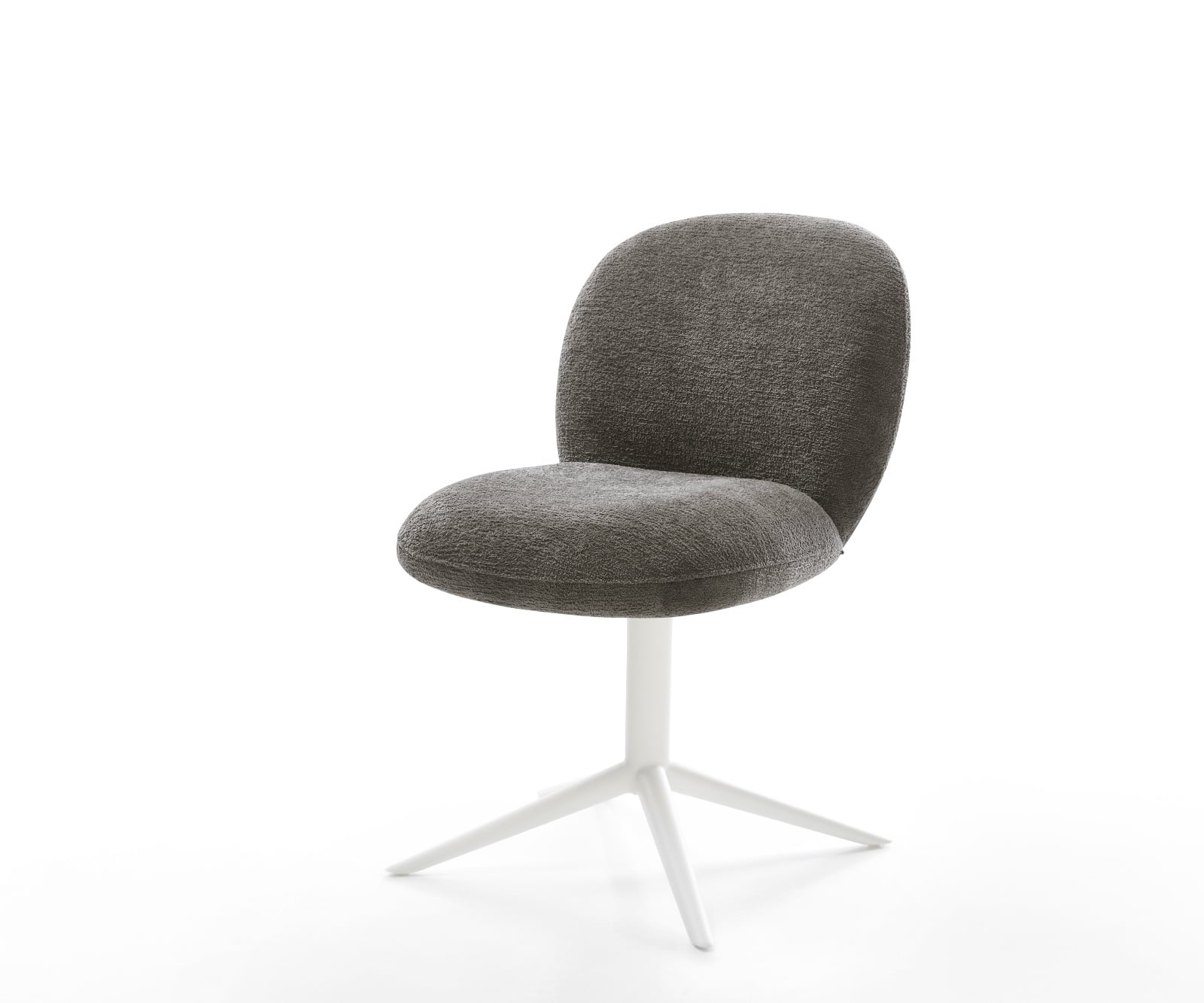 Jedálenská stolička Nube-Flex bouclé mäkký tmavobéžová krížová podstava biela 360° otočný hojdacia funkcia vrecková pružina