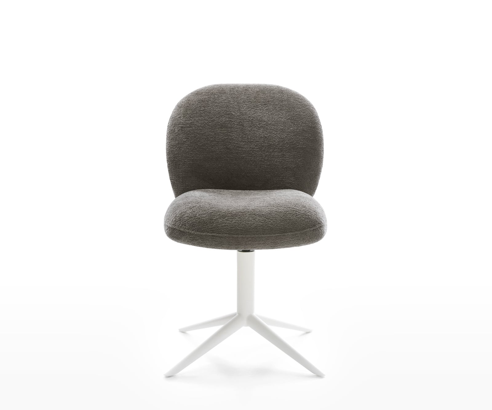 Jedálenská stolička Nube-Flex bouclé mäkký tmavobéžová krížová podstava biela 360° otočný hojdacia funkcia vrecková pružina - Image 2