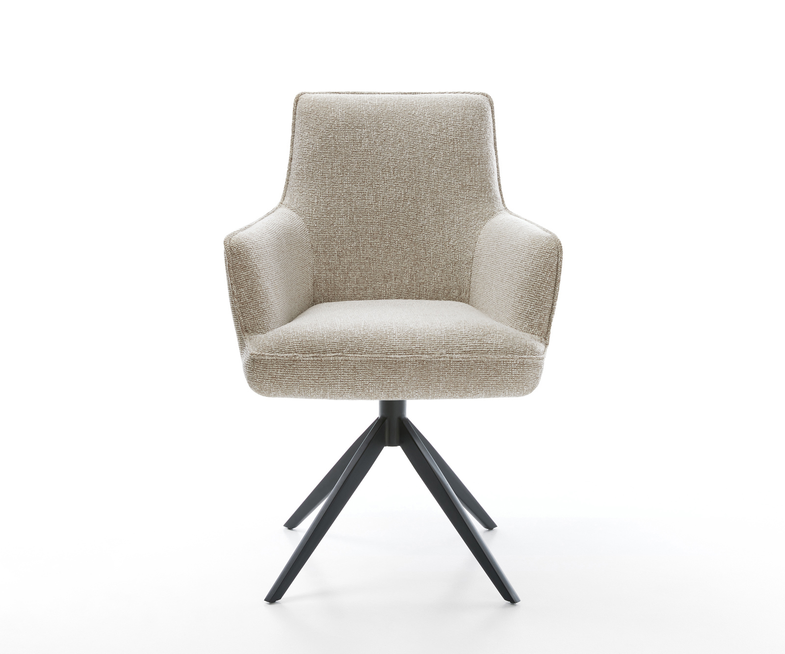 Jedálenská stolička Heira-Flex s opierkami tkanina mäkká béžová krížová podstava široká čierna 360° otočný hojdacia funkcia vrecková pružina - Image 2