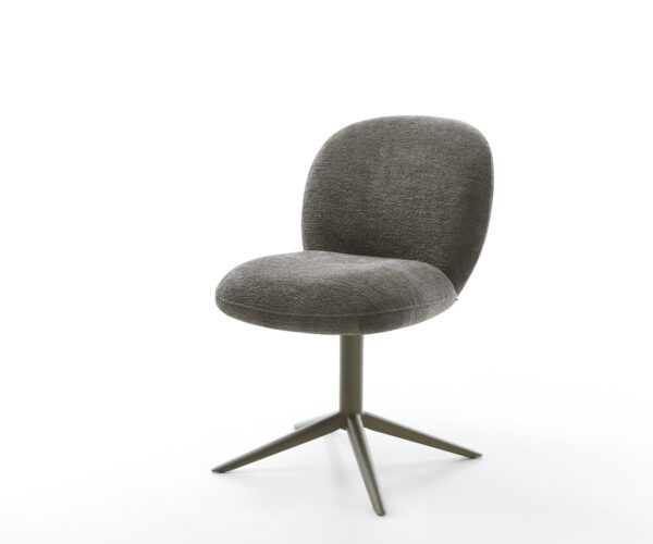 Jedálenská stolička Nube-Flex bouclé mäkký tmavobéžová podstava titánová farba 360° otočný hojdacia funkcia vrecková pružina