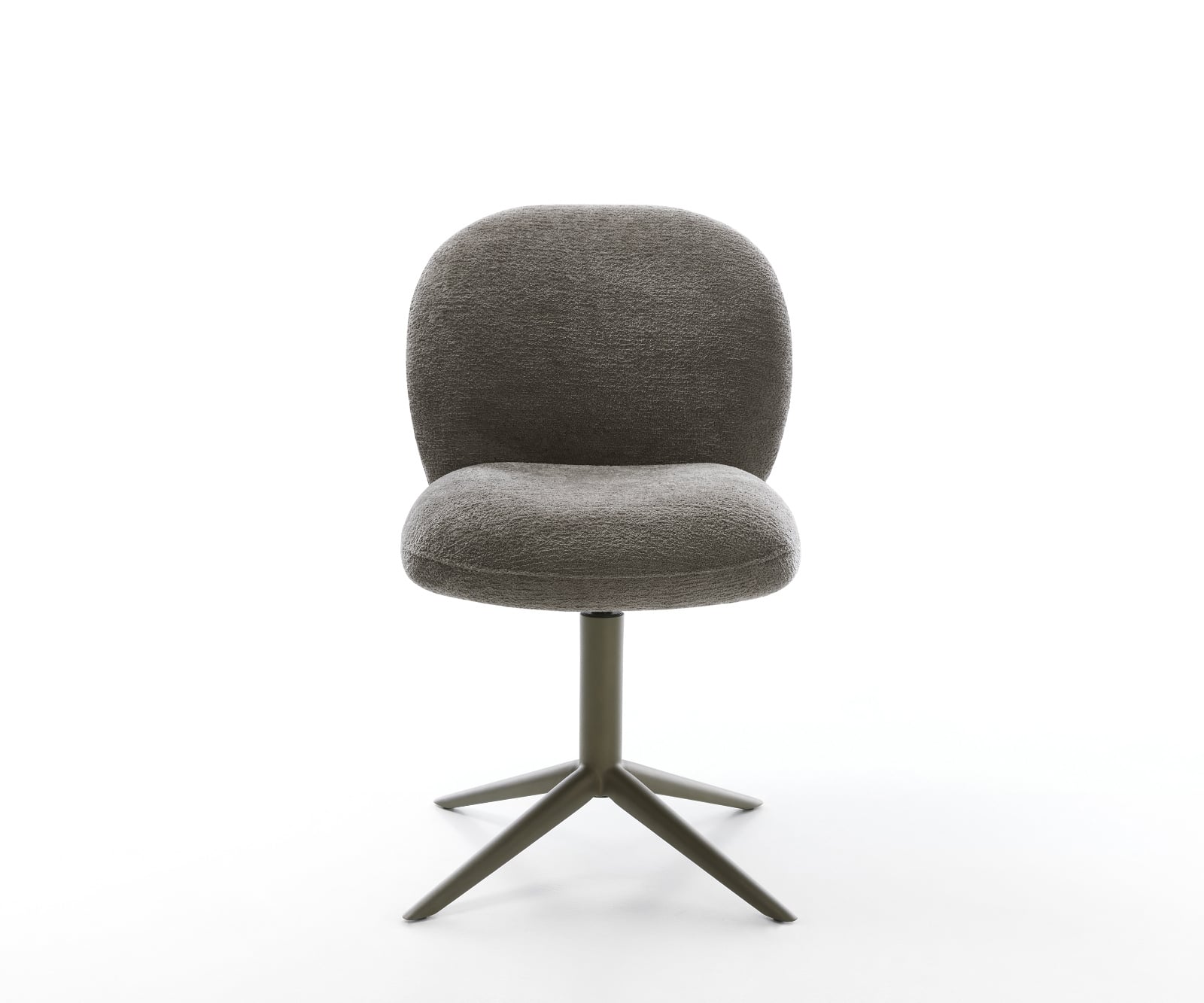 Jedálenská stolička Nube-Flex bouclé mäkký tmavobéžová podstava titánová farba 360° otočný hojdacia funkcia vrecková pružina - Image 2