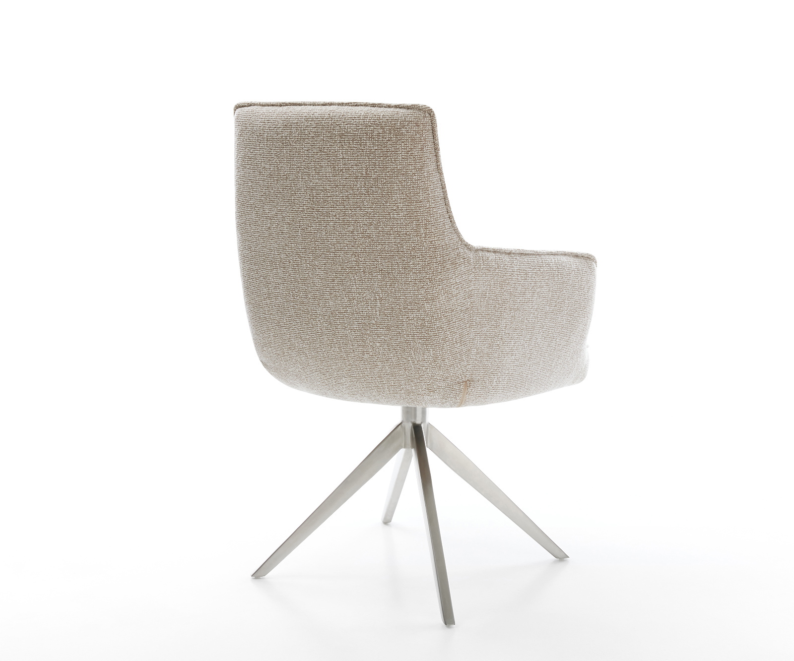 Jedálenská stolička Heira-Flex s opierkami tkanina mäkká béžová krížová podstava široká nerezová oceľ 360° otočný hojdacia funkcia vrecková pružina - Image 5