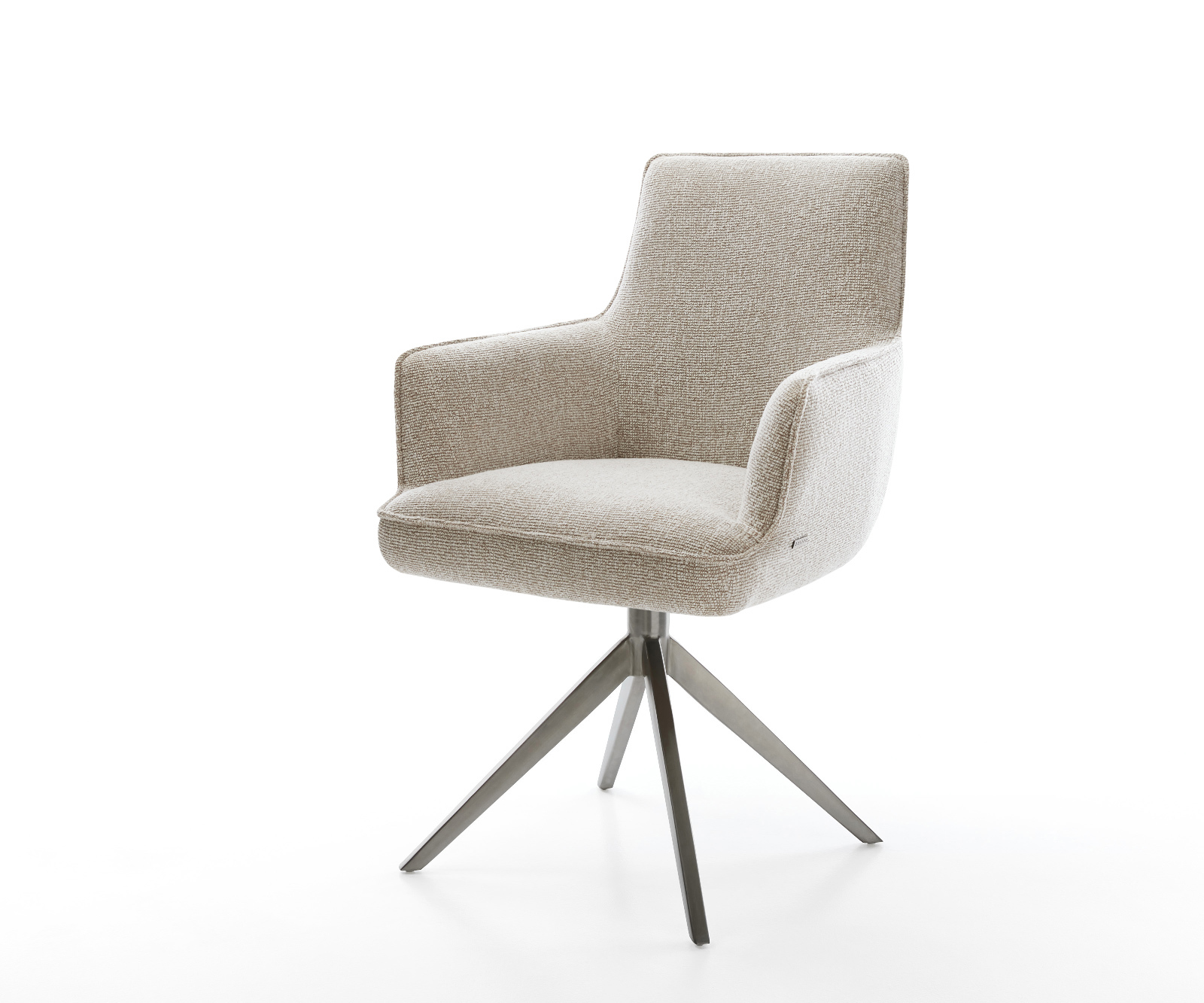 Jedálenská stolička Heira-Flex s opierkami tkanina mäkká béžová krížová podstava široká grafitová 360° otočná hojdacia funkcia vrecková pružina