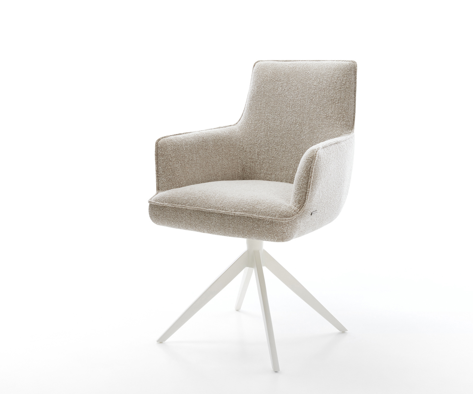 Jedálenská stolička Heira-Flex s opierkami tkanina mäkká béžová krížová podstava široká biela 360° otočná hojdacia funkcia vrecková pružina