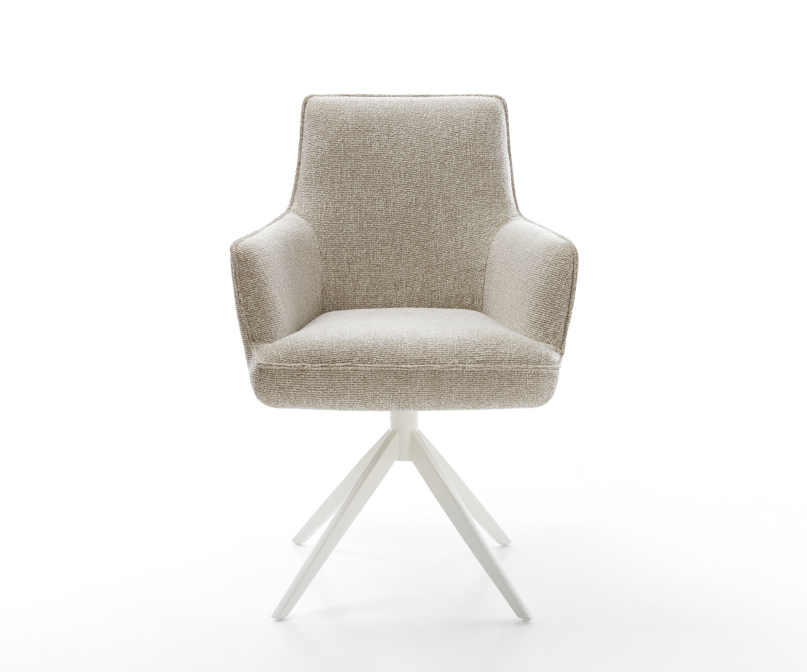 Jedálenská stolička Heira-Flex s opierkami tkanina mäkká béžová krížová podstava široká biela 360° otočná hojdacia funkcia vrecková pružina - Image 2