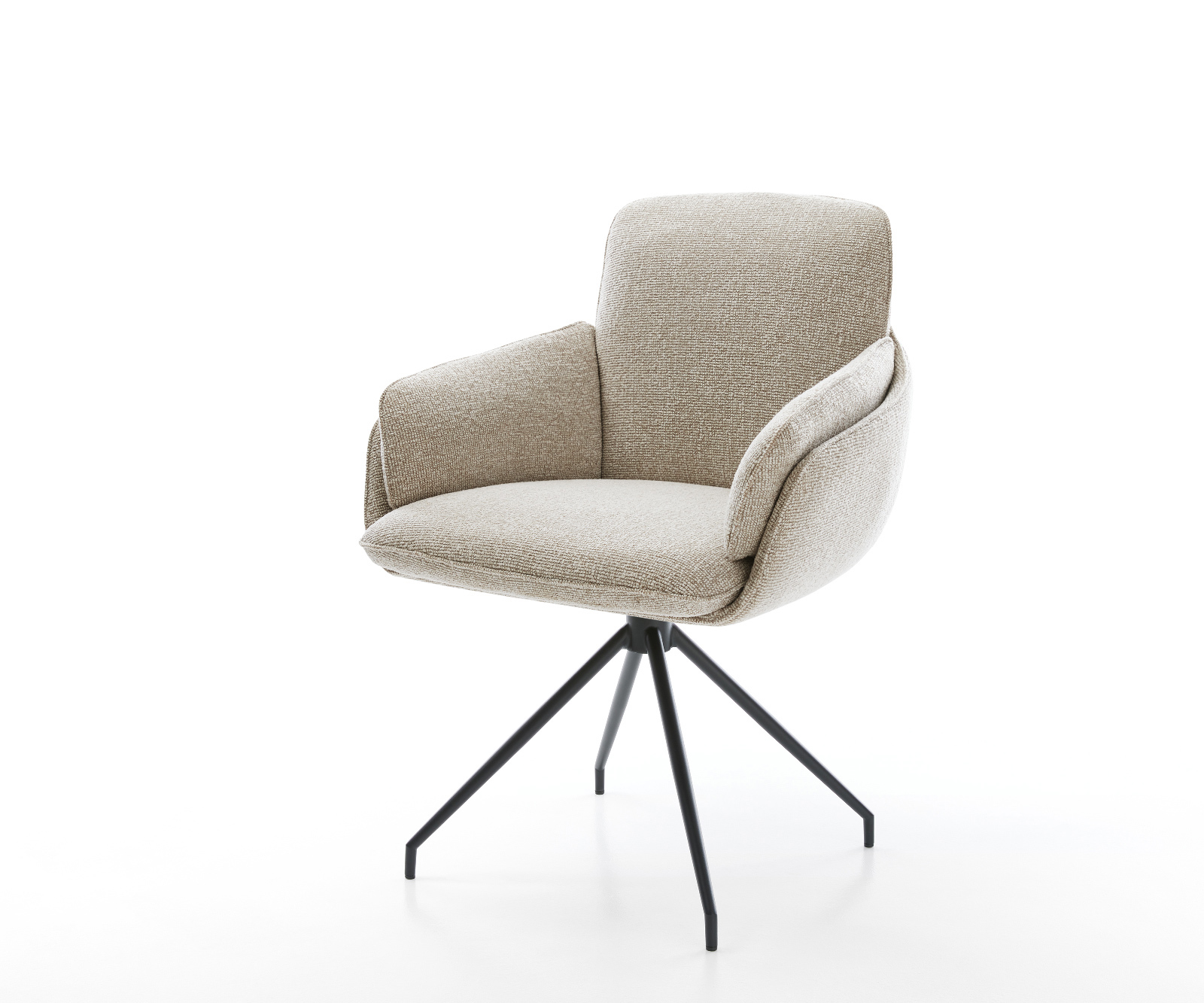 Jedálenská stolička Luan-Flex s opierkami tkanina mäkký béžová krížová podstava zúžená čierna