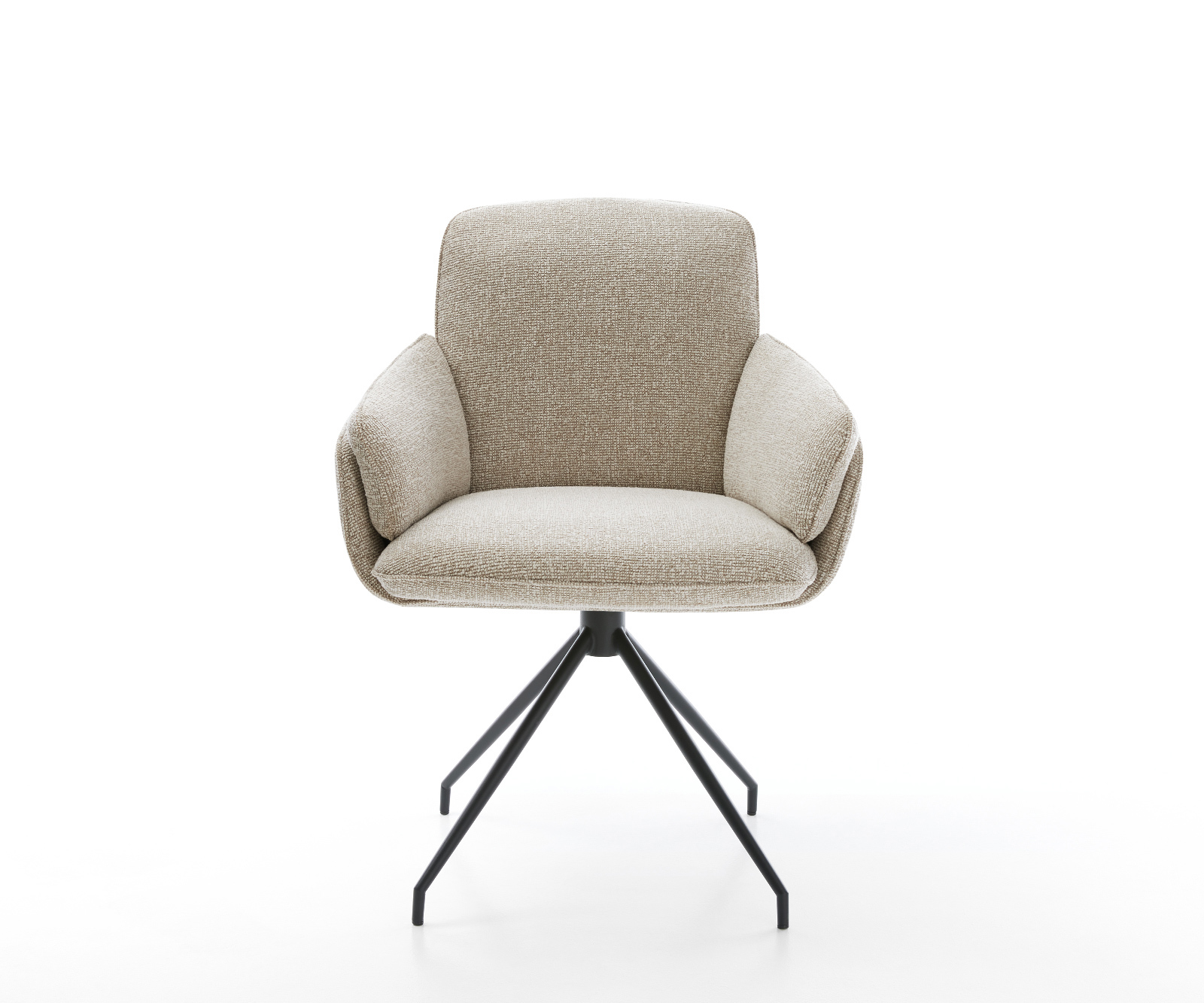 Jedálenská stolička Luan-Flex s opierkami tkanina mäkký béžová krížová podstava zúžená čierna - Image 2