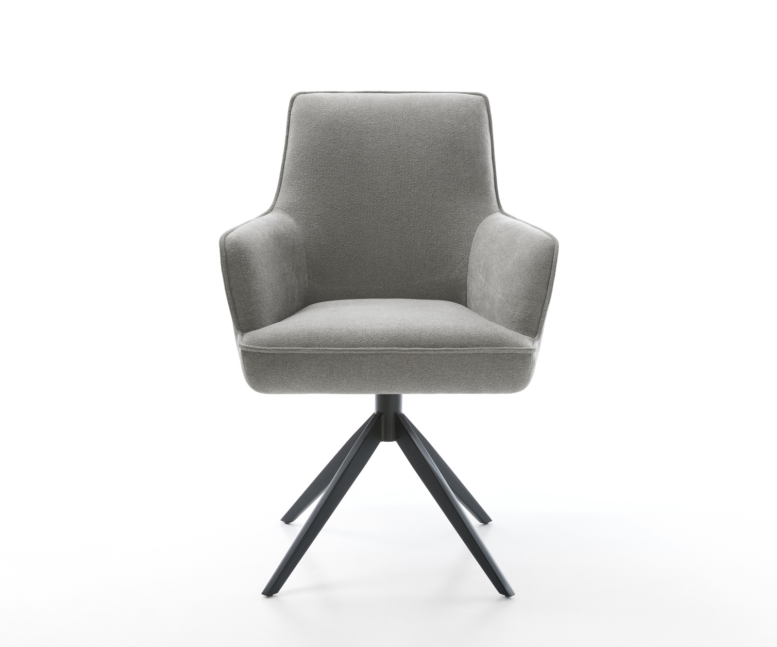 Jedálenská stolička Heira-Flex s opierkami texturovaná látka mäkká sivá krížová podstava široká čierna 360° otočná hojdacia funkcia vrecková pružina - Image 2