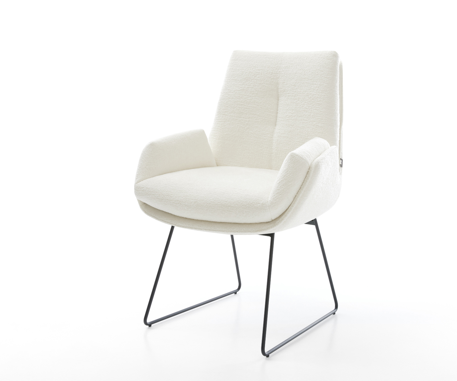 Jedálenská stolička Clea-Flex bouclé mäkký béžová tenká podstava čierna