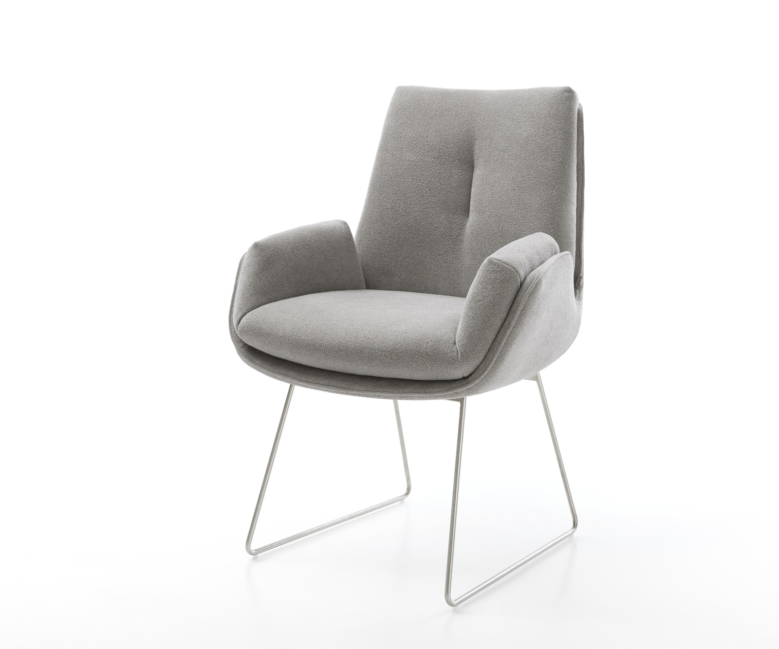 Jedálenská stolička Clea-Flex texturovaná látka mäkký sivá tenká podstava nerezová oceľ