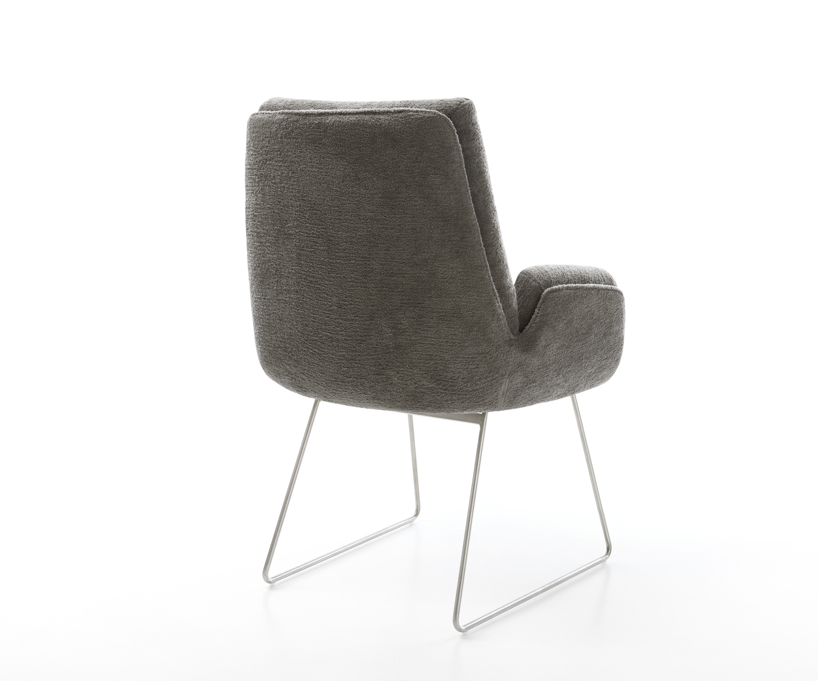 Jedálenská stolička Clea-Flex bouclé mäkký tmavobéžová tenká podstava nerezová oceľ - Image 5