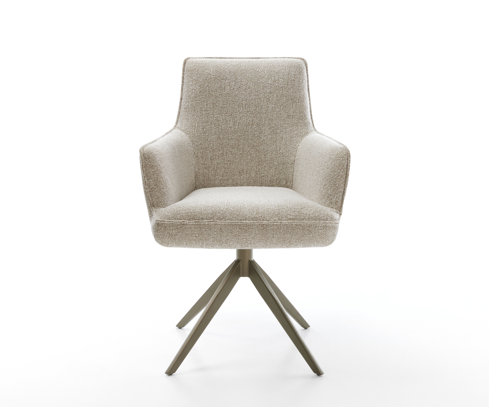 Jedálenská stolička Heira-Flex s opierkami tkanina mäkký béžová krížová podstava široká titánová farba 360° otočný hojdacia funkcia vrecková pružina - Image 2