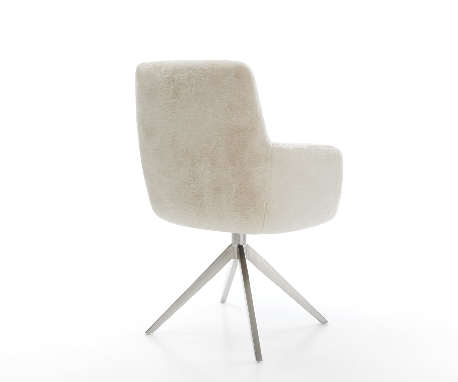 Jedálenská stolička Heira-Flex s opierkami plyšový manšester krémovo biela krížová podstava široká nerezová oceľ otočný 360° hojdacia funkcia vrecková pružina - Image 5