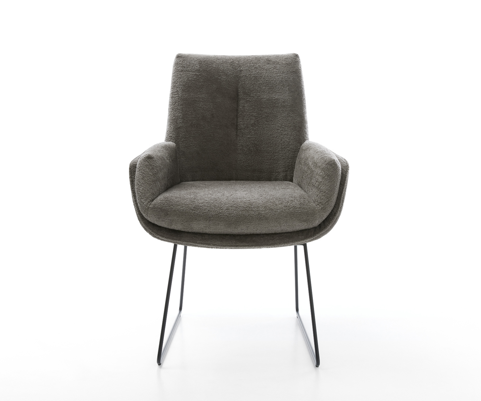 Jedálenská stolička Clea-Flex bouclé mäkký tmavobéžová tenká podstava čierna - Image 2