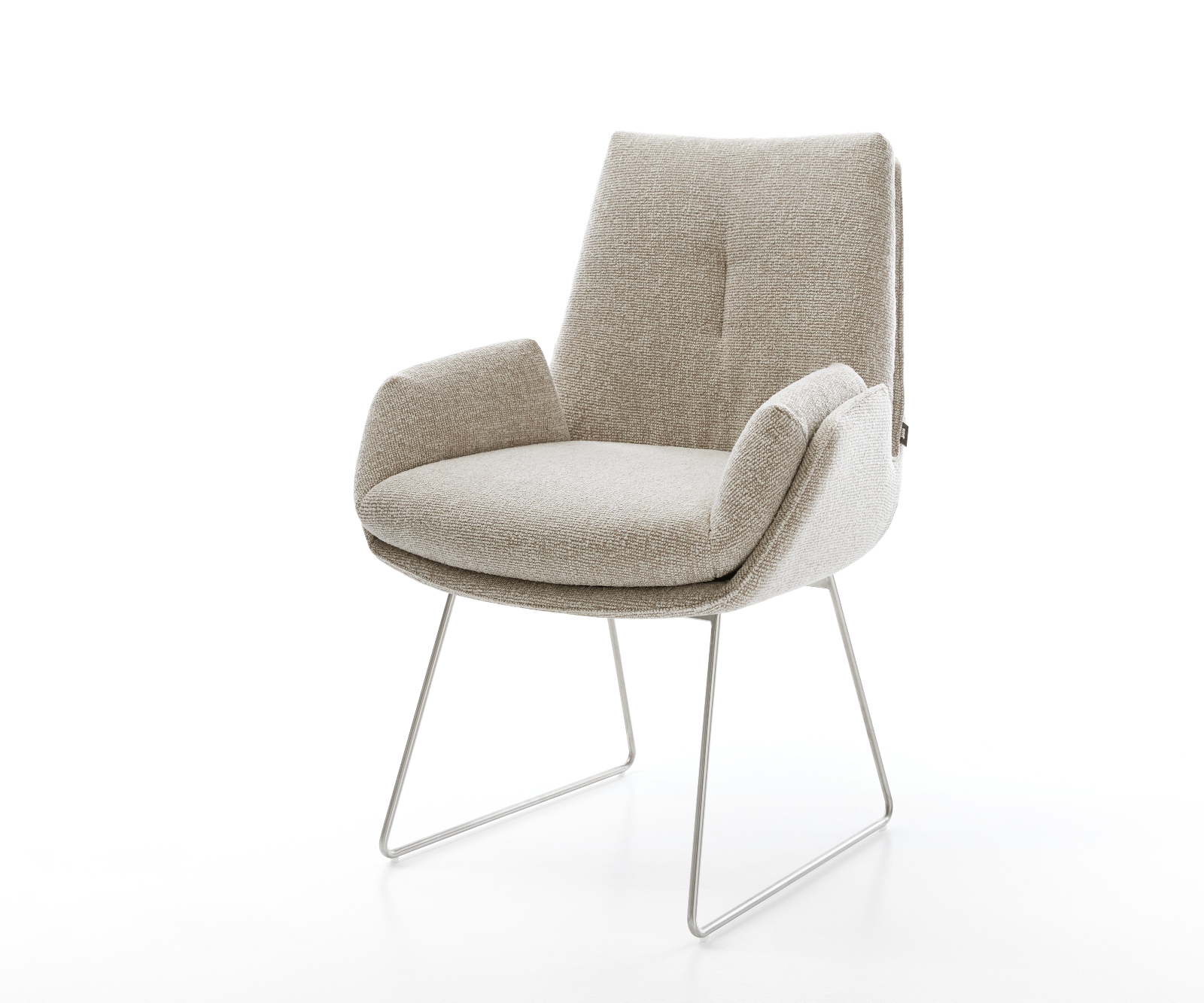 Jedálenská stolička Clea-Flex tkanina mäkký béžová tenká podstava nerezová oceľ