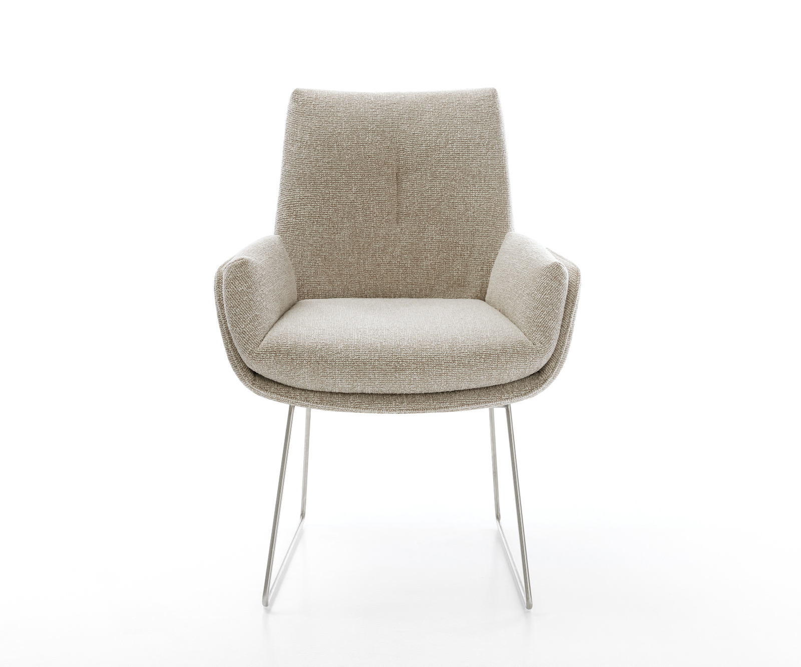 Jedálenská stolička Clea-Flex tkanina mäkký béžová tenká podstava nerezová oceľ - Image 2