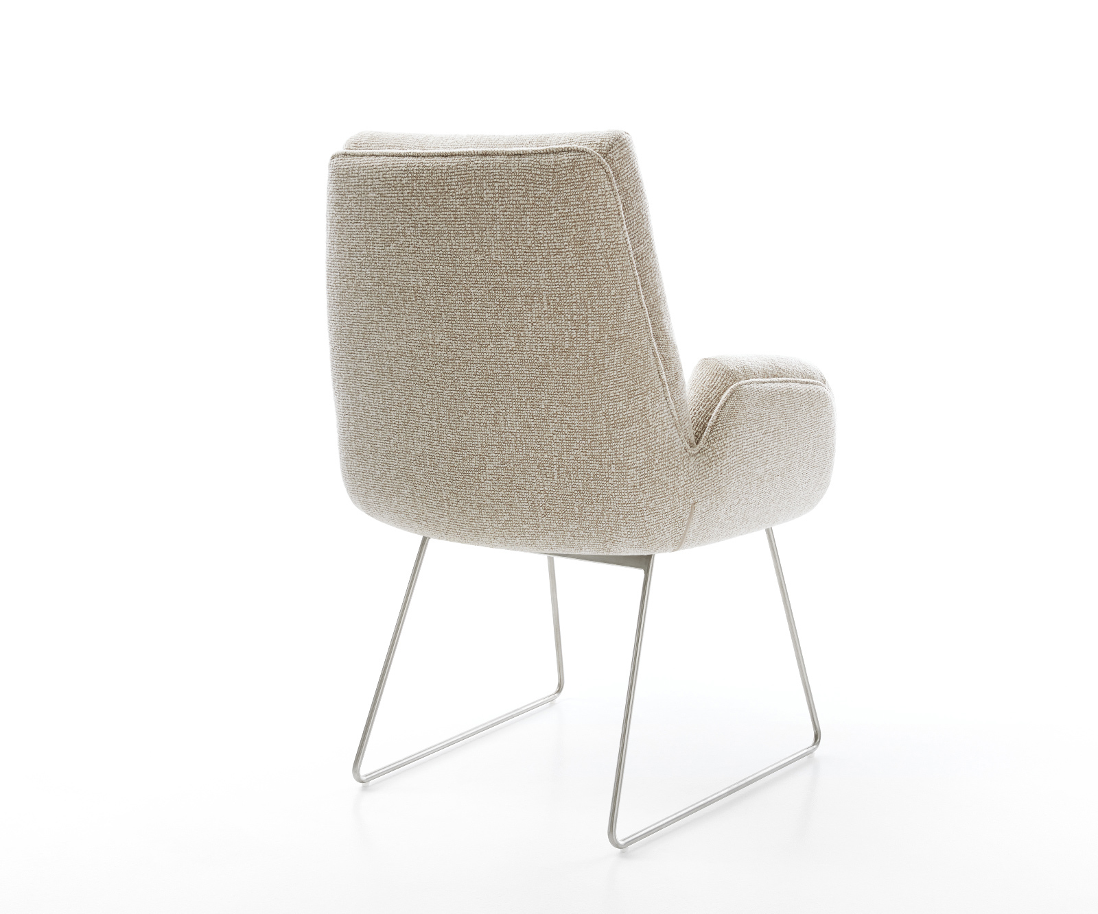 Jedálenská stolička Clea-Flex tkanina mäkký béžová tenká podstava nerezová oceľ - Image 5