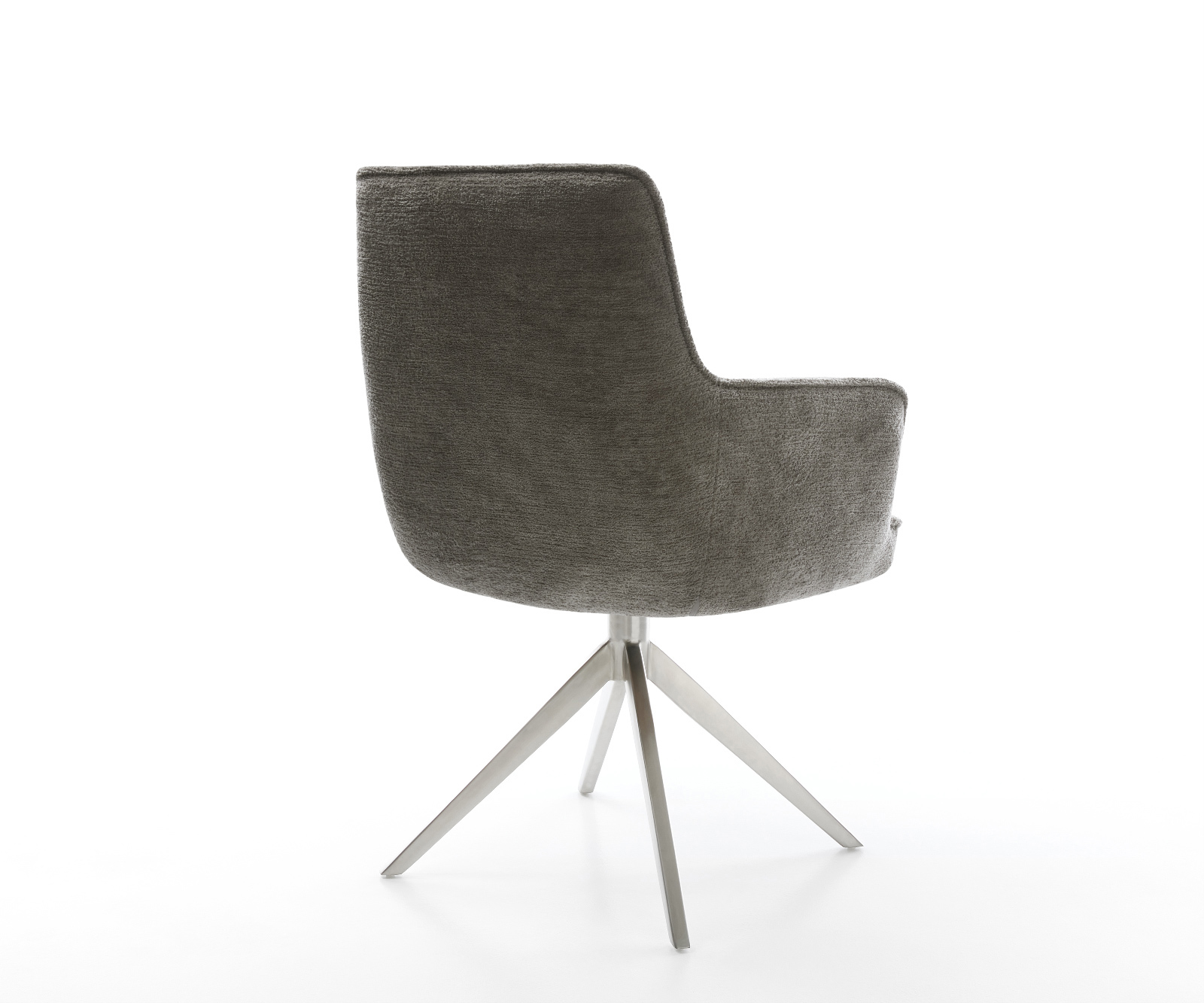 Jedálenská stolička Heira-Flex s opierkami bouclé mäkký tmavobéžová krížová podstava široká nerezová oceľ 360° otočný hojdacia funkcia vrecková pružina - Image 5