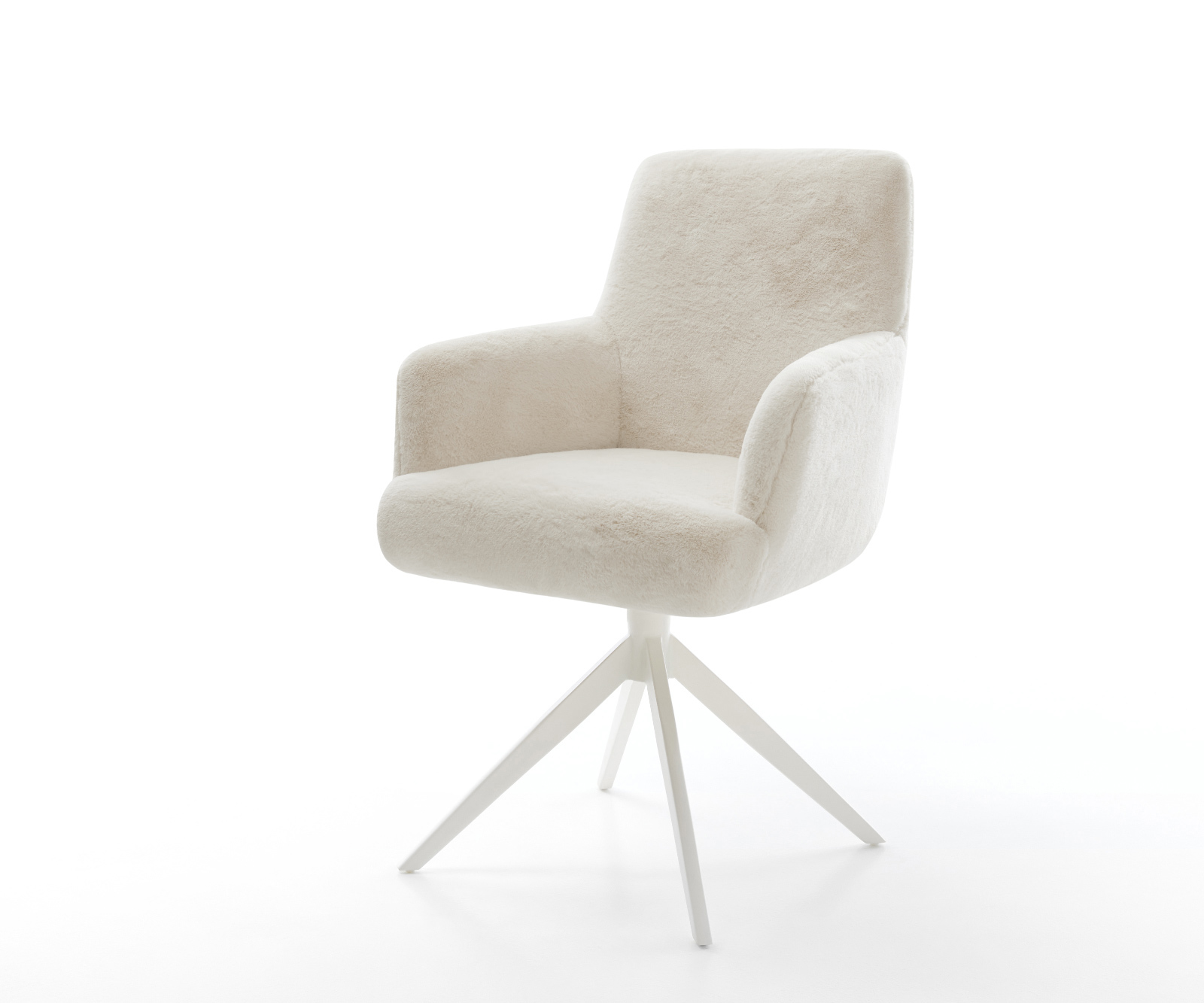 Jedálenská stolička Heira-Flex s opierkami plyšový manšester krémovo biela krížová podstava široká biela otočný o 360° hojdacia funkcia vrecková pružina