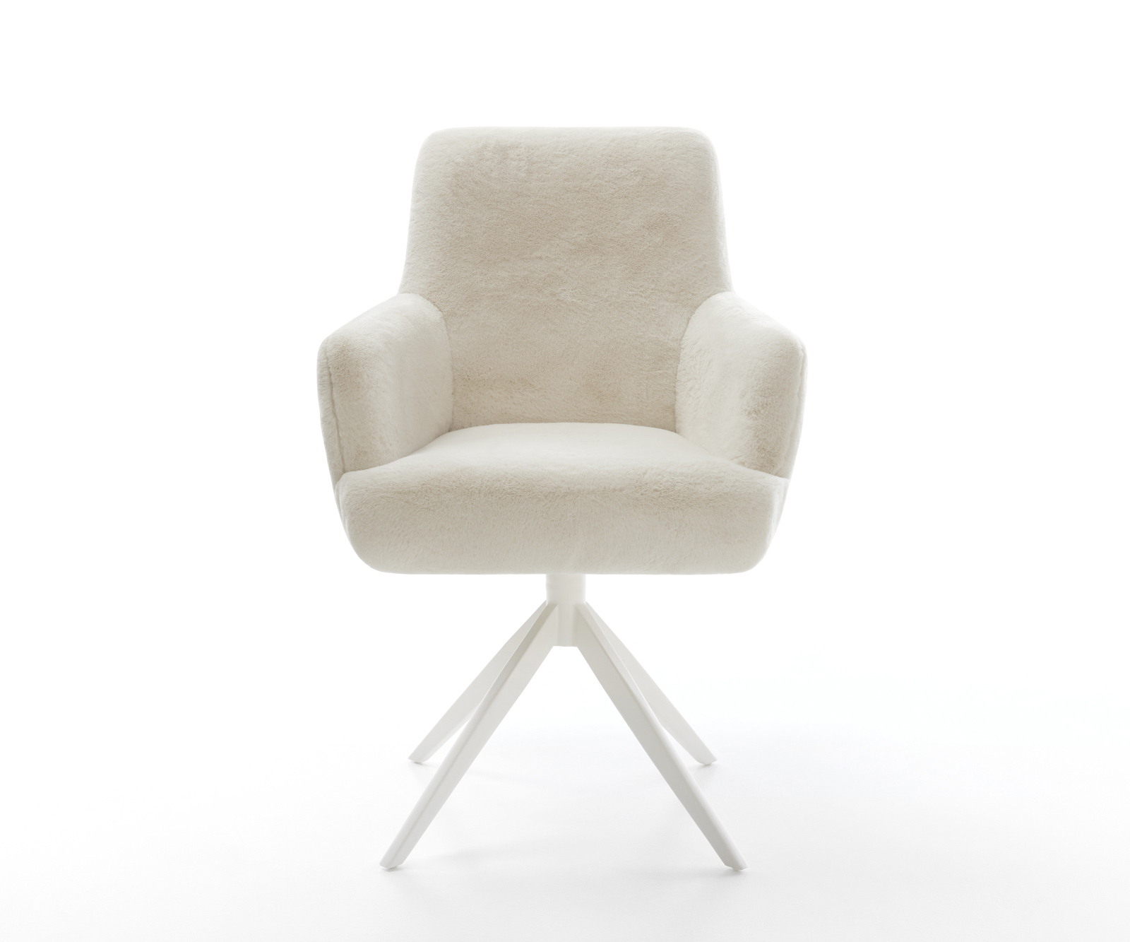 Jedálenská stolička Heira-Flex s opierkami plyšový manšester krémovo biela krížová podstava široká biela otočný o 360° hojdacia funkcia vrecková pružina - Image 2