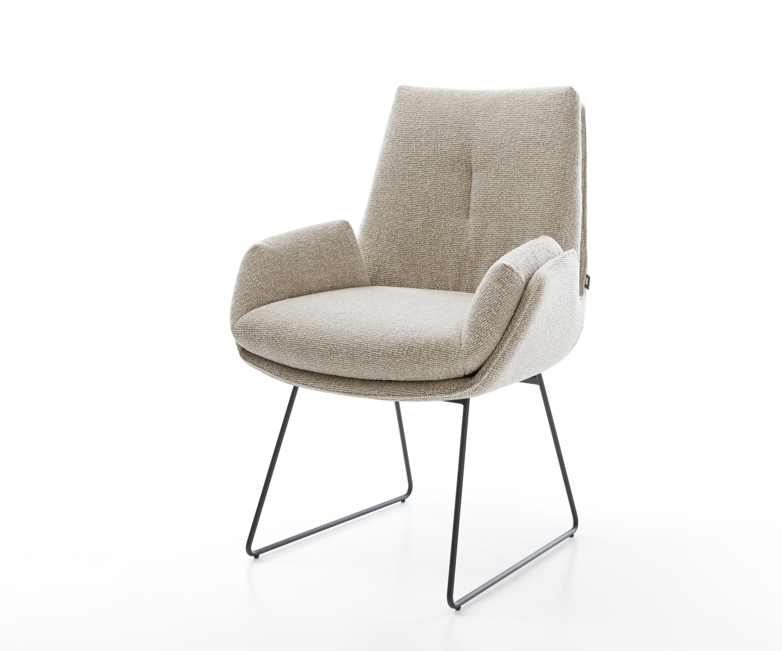 Jedálenská stolička Clea-Flex tkanina mäkký béžová tenká podstava čierna