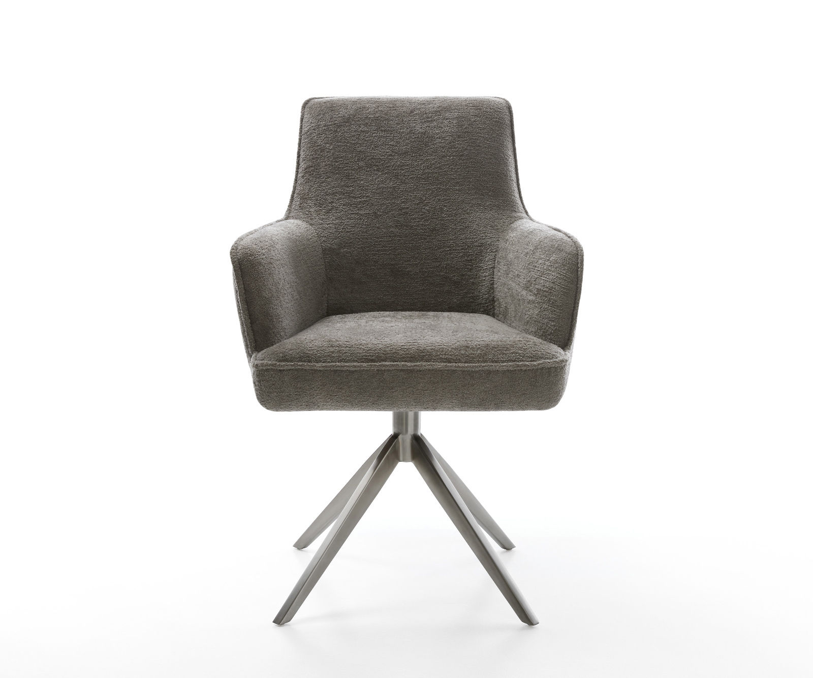 Jedálenská stolička Heira-Flex s opierkami bouclé mäkký tmavobéžová krížová podstava široká grafitová 360° otočná hojdacia funkcia vrecková pružina - Image 2