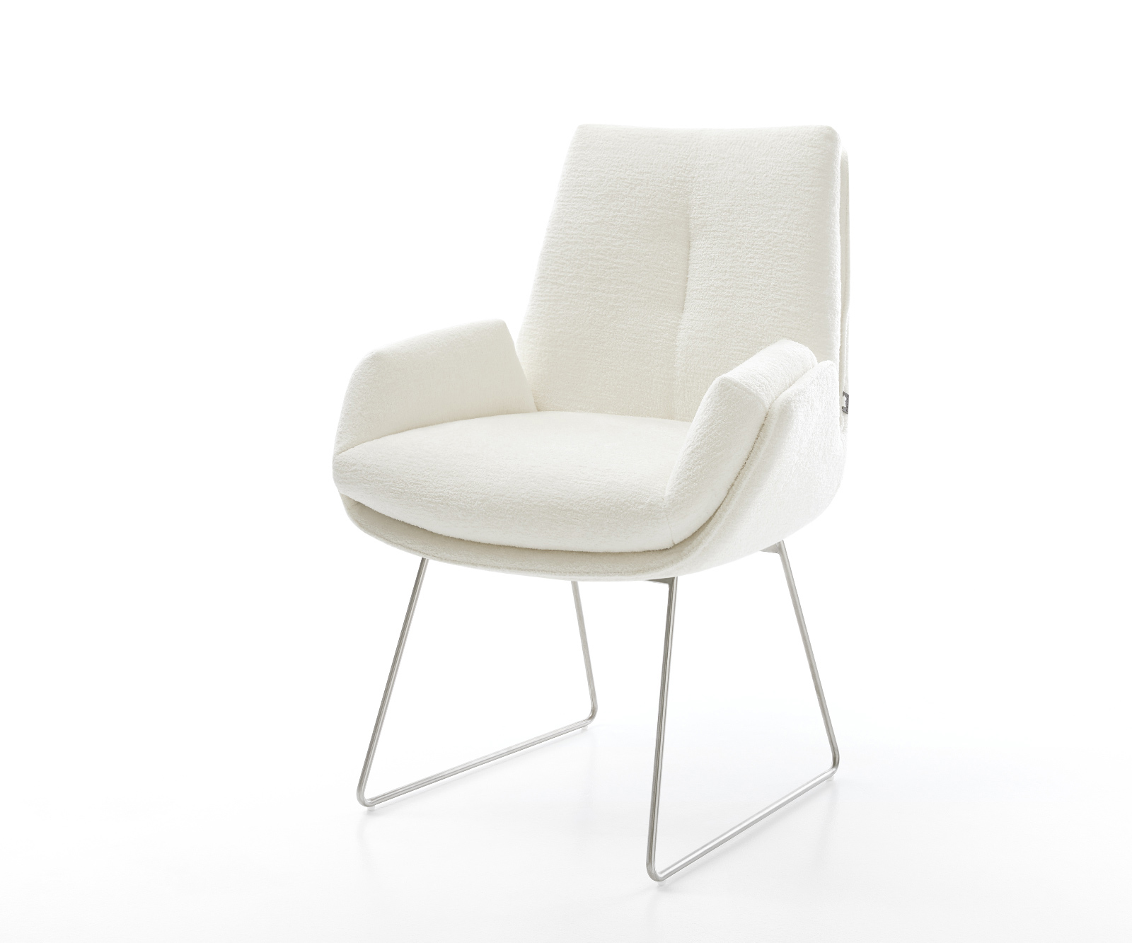 Jedálenská stolička Clea-Flex bouclé mäkký béžová tenká podstava nerezová oceľ