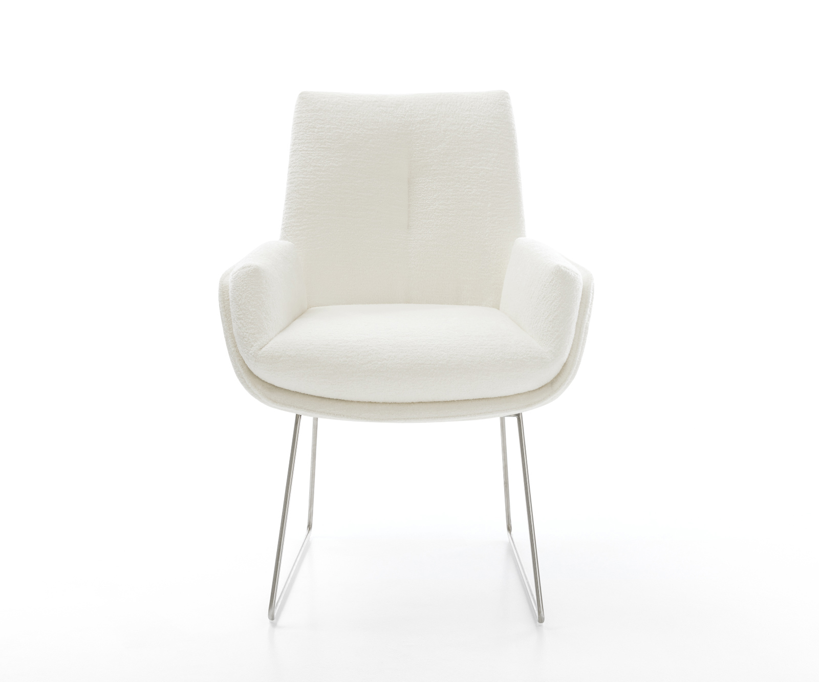 Jedálenská stolička Clea-Flex bouclé mäkký béžová tenká podstava nerezová oceľ - Image 2