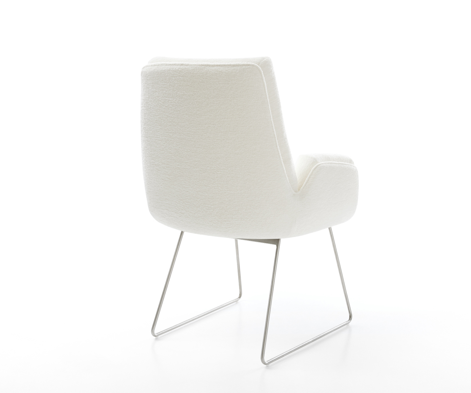 Jedálenská stolička Clea-Flex bouclé mäkký béžová tenká podstava nerezová oceľ - Image 5