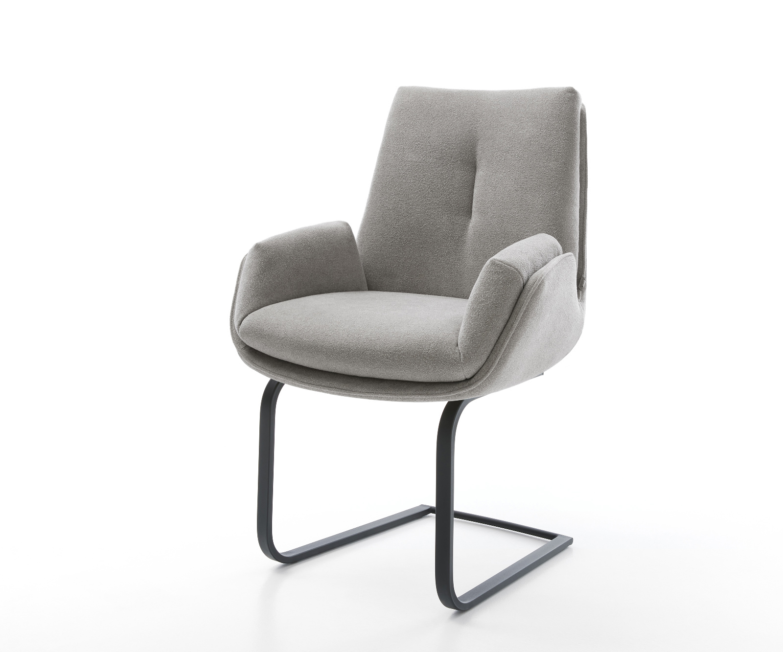 Konzolová jedálenská stolička Clea-Flex štruktúrovaná látka mäkká sivá konzolová jedálenská stolička plochá čierna