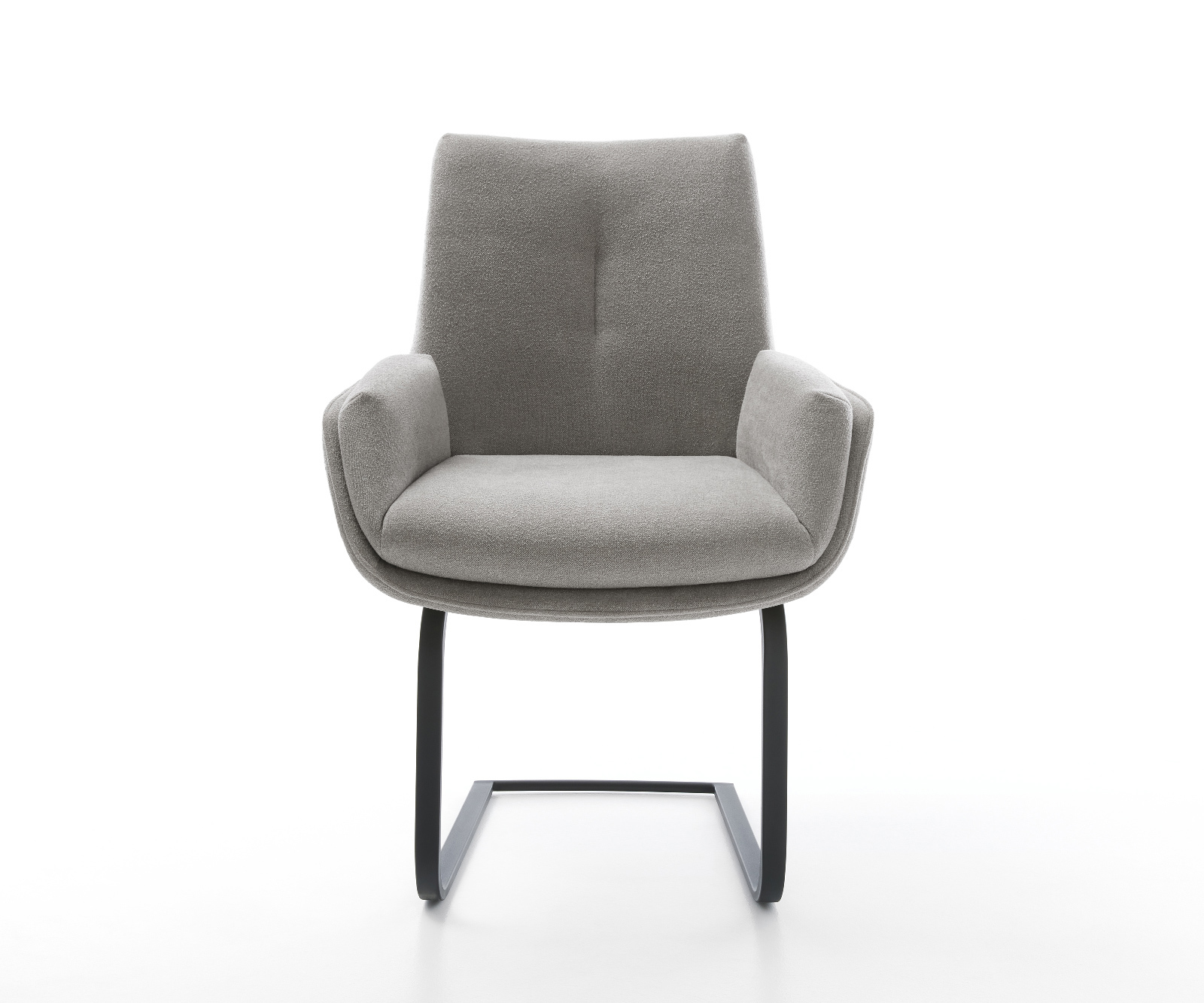 Konzolová jedálenská stolička Clea-Flex štruktúrovaná látka mäkká sivá konzolová jedálenská stolička plochá čierna - Image 2