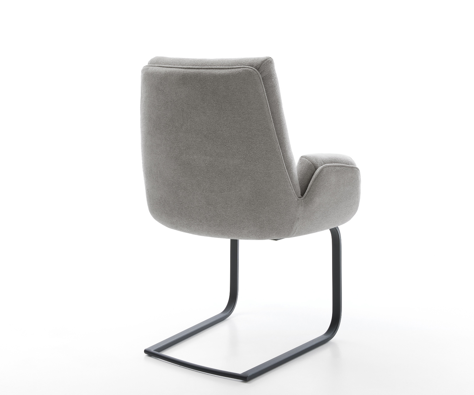 Konzolová jedálenská stolička Clea-Flex štruktúrovaná látka mäkká sivá konzolová jedálenská stolička plochá čierna - Image 5