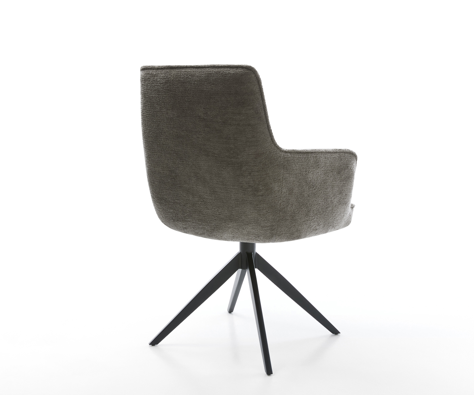 Jedálenská stolička Heira-Flex s opierkami bouclé mäkký tmavobéžová krížová podstava široká čierna 360° otočná hojdacia funkcia vrecková pružina - Image 5