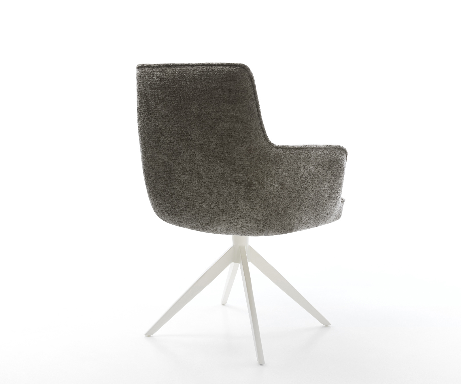 Jedálenská stolička Heira-Flex s opierkami bouclé mäkký tmavobéžová krížová podstava široká biela 360° otočná hojdacia funkcia vrecková pružina - Image 5