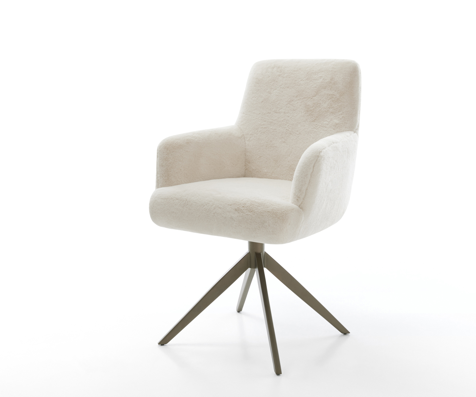 Jedálenská stolička Heira-Flex s opierkami plyšový manšester krémovo biela krížová podstava široká titánová farba 360° otočný hojdacia funkcia vrecková pružina