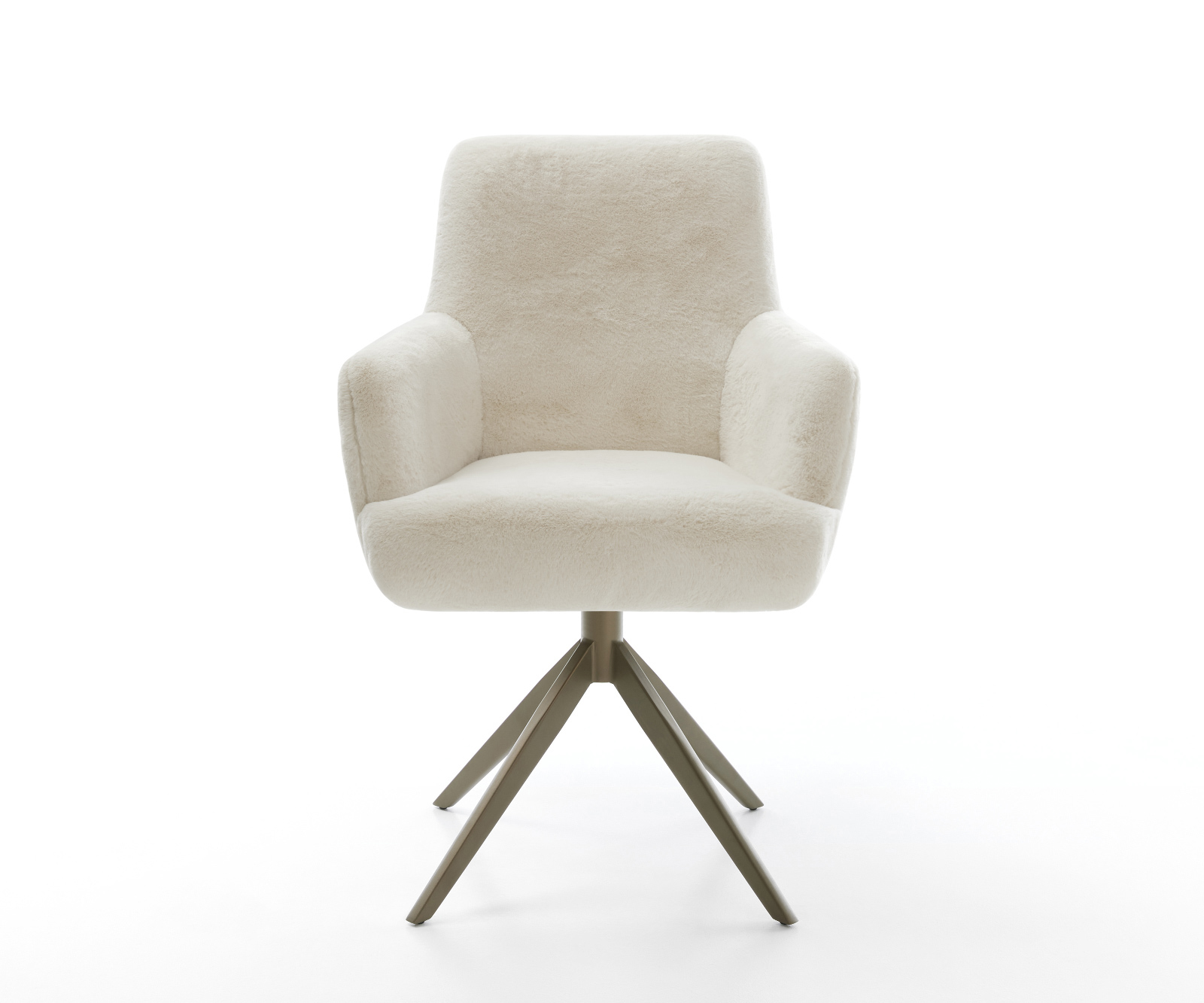 Jedálenská stolička Heira-Flex s opierkami plyšový manšester krémovo biela krížová podstava široká titánová farba 360° otočný hojdacia funkcia vrecková pružina - Image 2