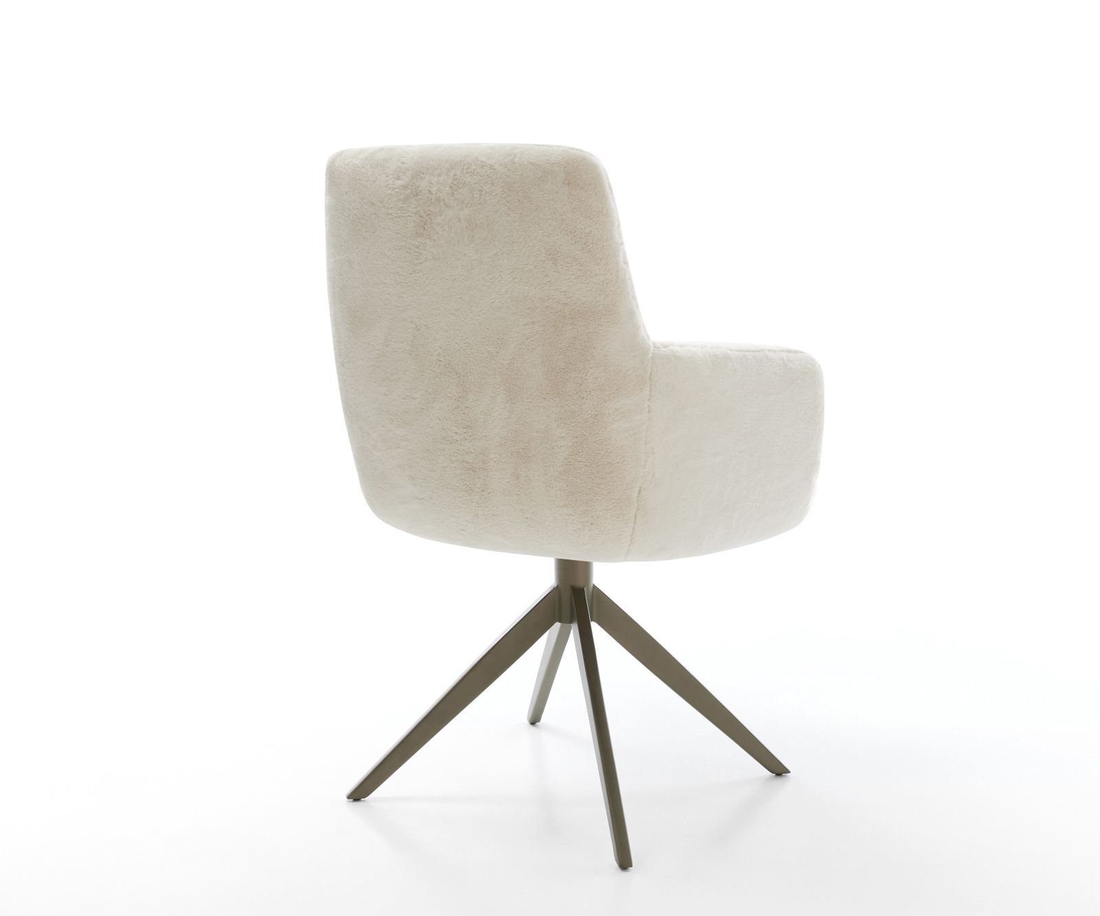 Jedálenská stolička Heira-Flex s opierkami plyšový manšester krémovo biela krížová podstava široká titánová farba 360° otočný hojdacia funkcia vrecková pružina - Image 5