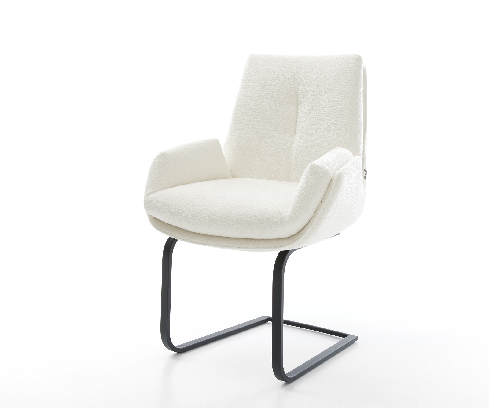 Konzolová jedálenská stolička Clea-Flex bouclé mäkký béžová konzolová jedálenská stolička plochá čierna