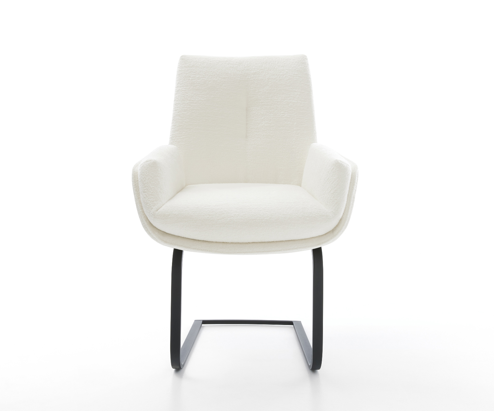 Konzolová jedálenská stolička Clea-Flex bouclé mäkký béžová konzolová jedálenská stolička plochá čierna - Image 2