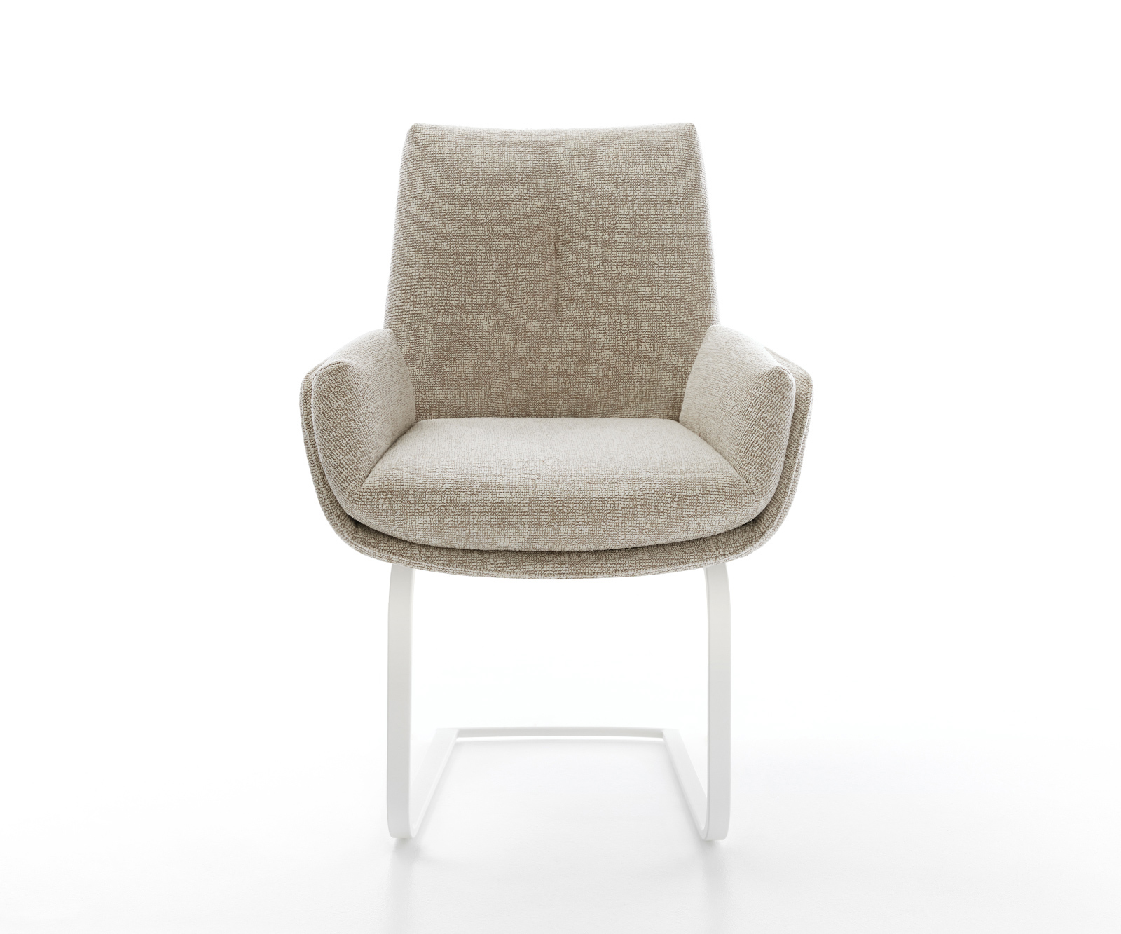 Konzolová jedálenská stolička Clea-Flex tkanina mäkká béžová konzolová jedálenská stolička plochá biela - Image 2