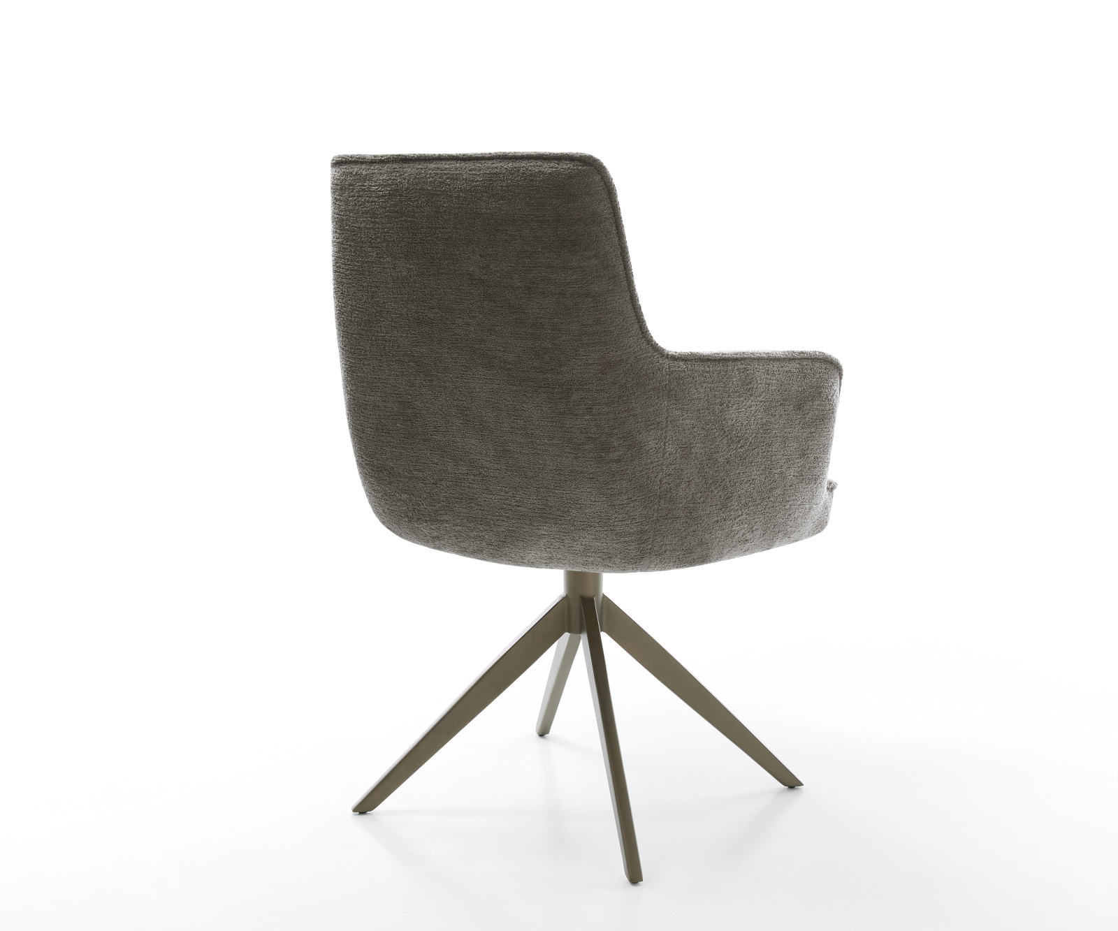 Jedálenská stolička Heira-Flex s opierkami bouclé mäkký tmavobéžová krížová podstava široká titánová farba 360° otočný hojdacia funkcia vrecková pružina - Image 5