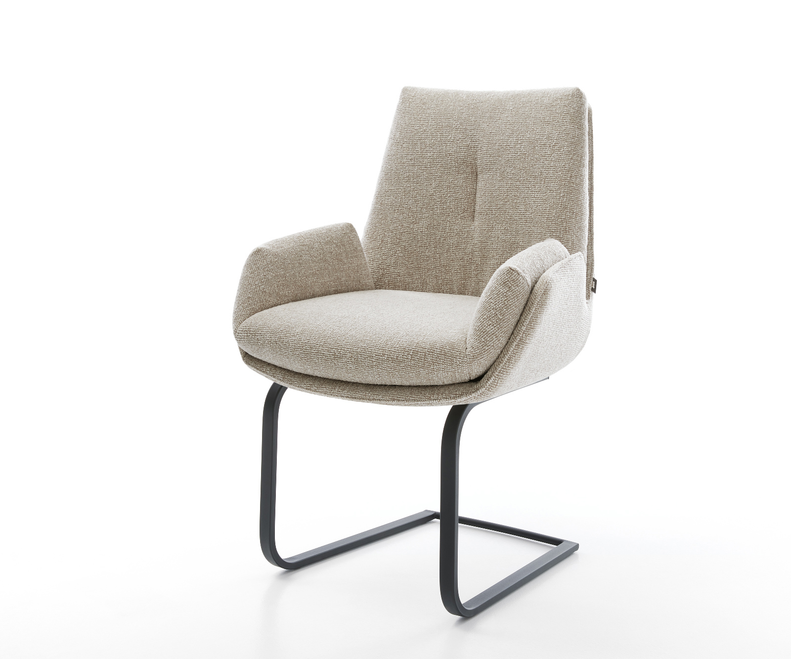 Konzolová jedálenská stolička Clea-Flex tkanina mäkký béžová konzolová jedálenská stolička plochá čierna