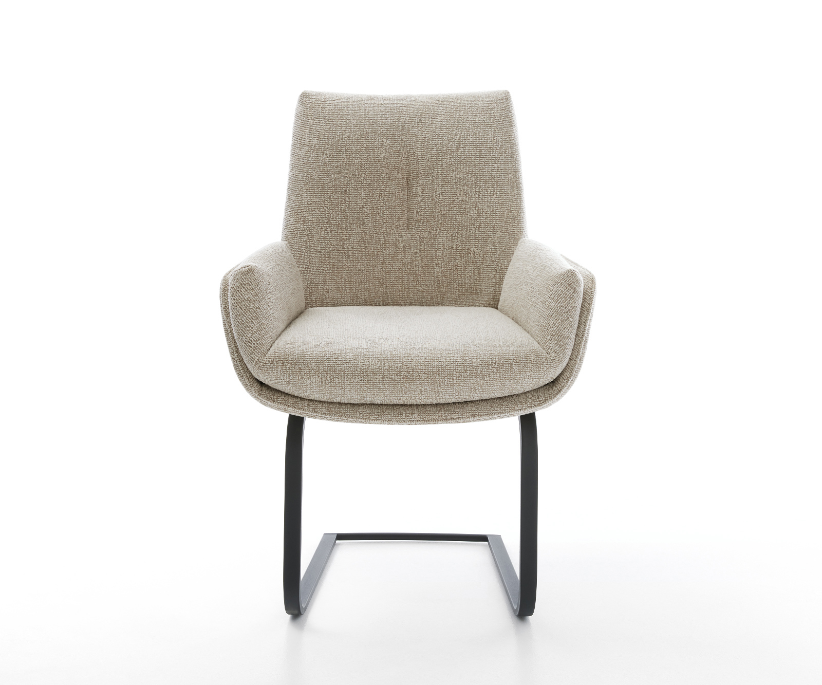 Konzolová jedálenská stolička Clea-Flex tkanina mäkký béžová konzolová jedálenská stolička plochá čierna - Image 2