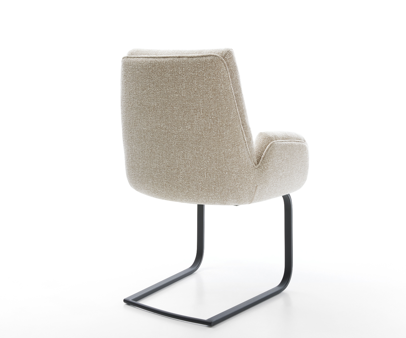 Konzolová jedálenská stolička Clea-Flex tkanina mäkký béžová konzolová jedálenská stolička plochá čierna - Image 5