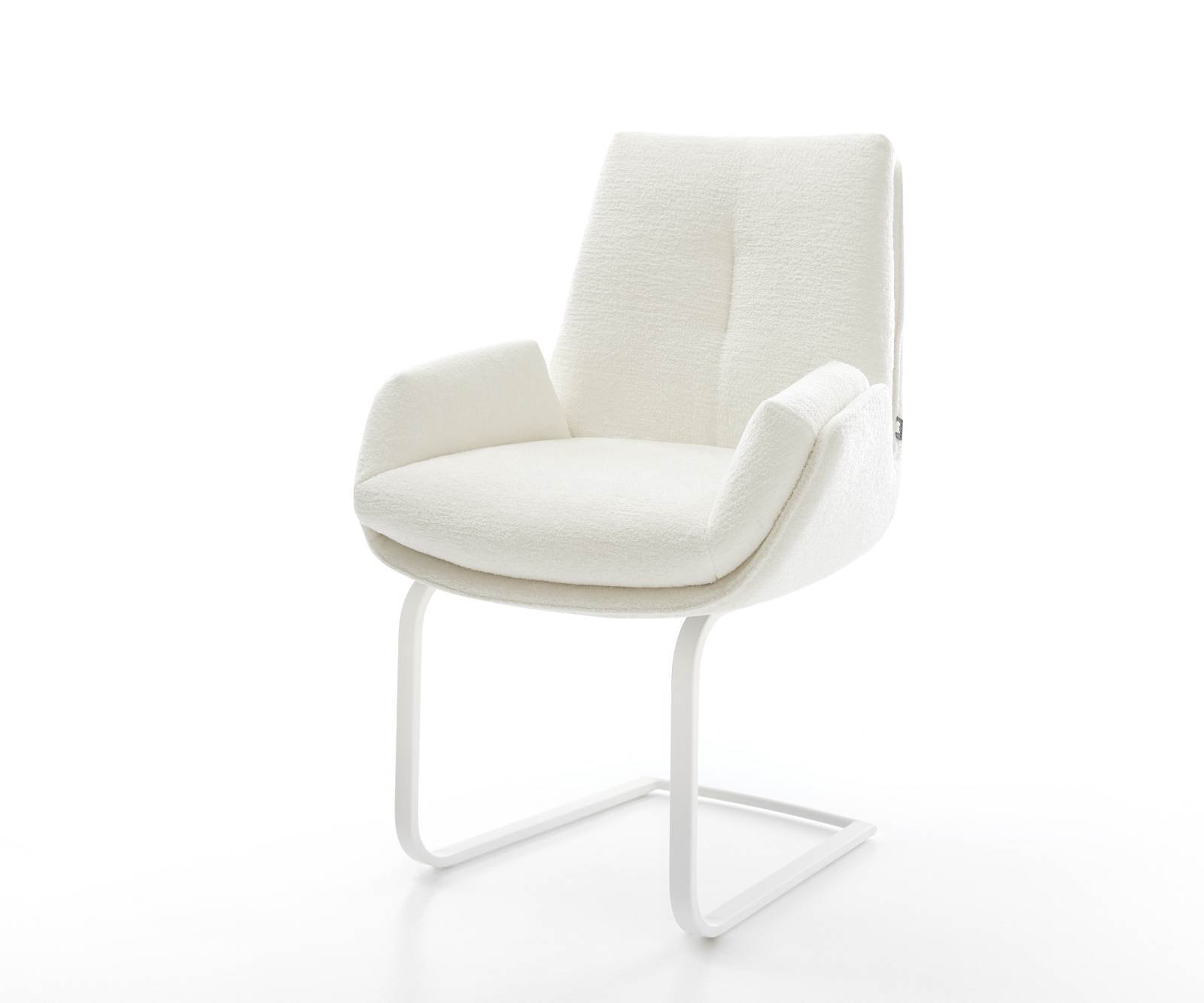 Konzolová jedálenská stolička Clea-Flex bouclé mäkký béžová konzolová jedálenská stolička plochá biela