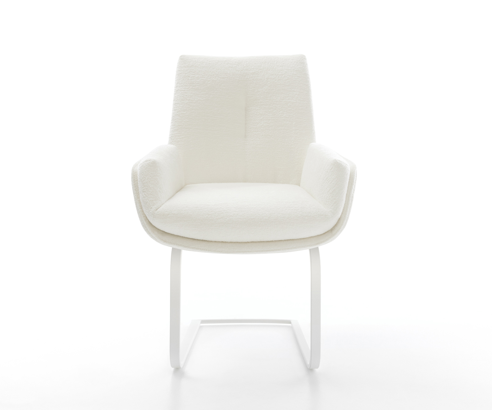 Konzolová jedálenská stolička Clea-Flex bouclé mäkký béžová konzolová jedálenská stolička plochá biela - Image 2