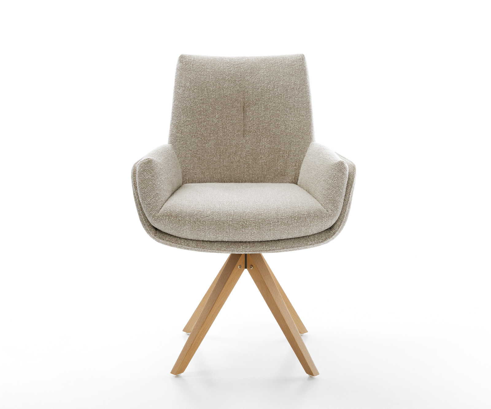 Jedálenská stolička Clea-Flex tkanina mäkká béžová drevená podstava hranatá prírodná 180° otočný - Image 2