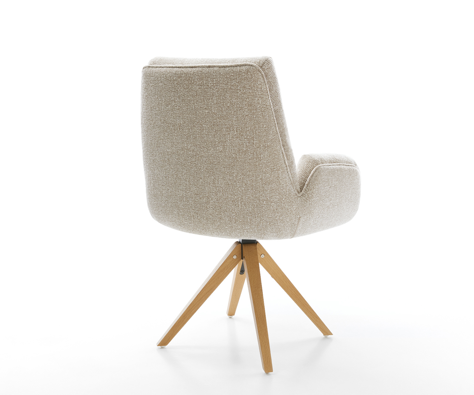 Jedálenská stolička Clea-Flex tkanina mäkká béžová drevená podstava hranatá prírodná 180° otočný - Image 5