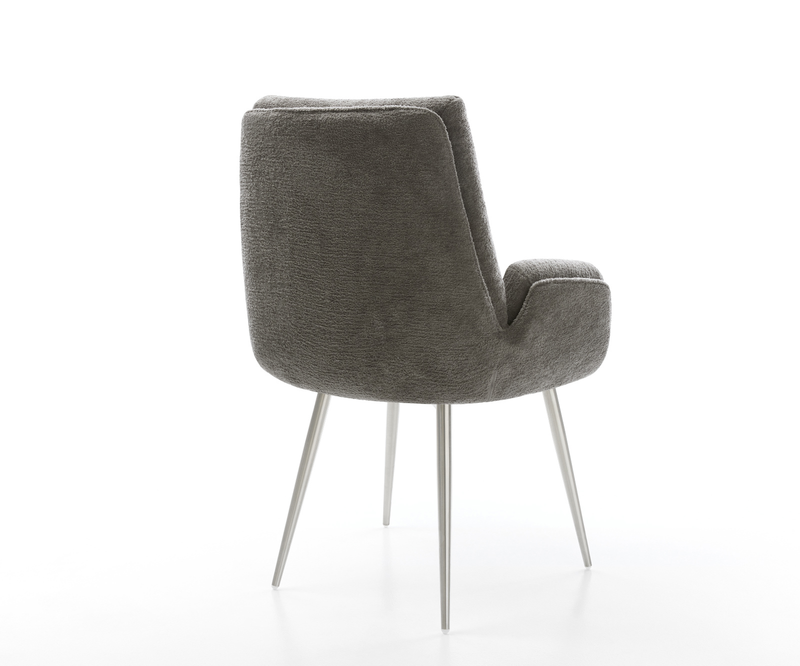 Jedálenská stolička Clea-Flex bouclé mäkký tmavobéžová 4-nohá zúžená nerezová oceľ - Image 5